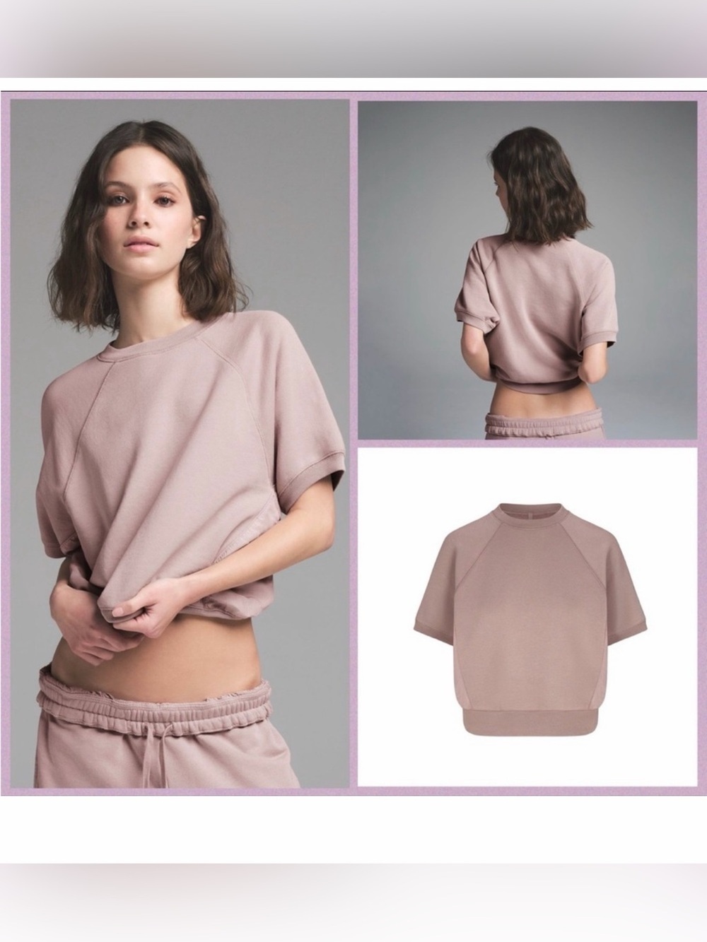 SKIMS FRENCH TERRY DECONSTRUCTED RAGLAN SWEATSHIRT SS-STT-7770W FAWN SIZE: M